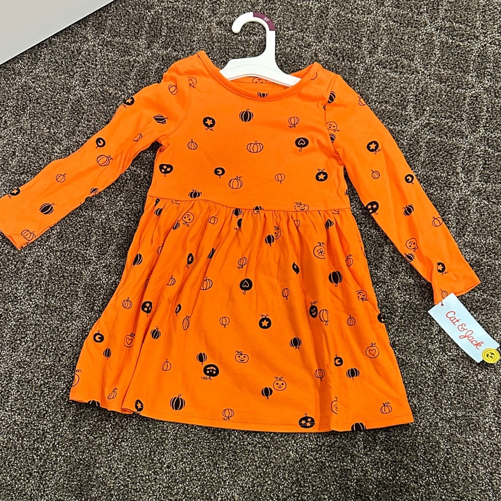 Cat & Jack Orange Pumpkin Print Dress